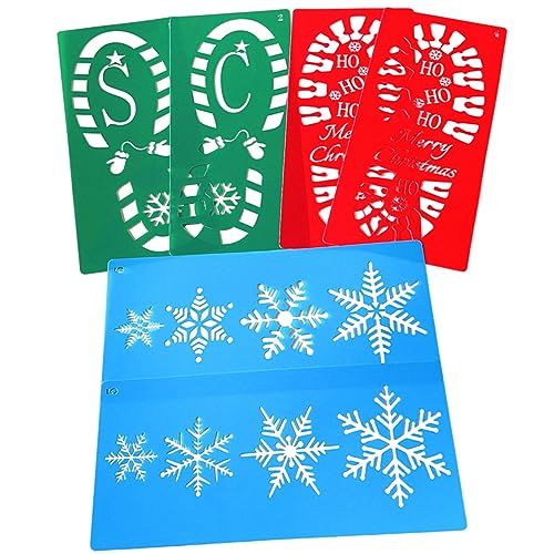 SEWACC 6Stücke Weihnachts Malschablonen für Kreative DIY Projekte Wiederverwendbare Fußabdruck und Schneeflocken Schablonen Langlebigem Pet Material für Wand und Bodenmalerei von SEWACC