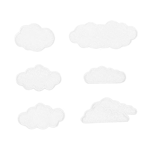SEWACC 6Stücke Wolkenförmige Stickerei Patches DIY Bekleidungsapplikationen für Taschen Kleidung und Bastelprojekte Hochwertige Hautfreundliche Aufnäher für Reparaturen von SEWACC