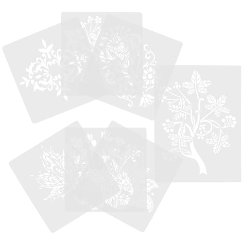 SEWACC 7 Stück Blumen Malvorlagen Dekorative Malschablonen Pflanzenvorlagen Kompakte Pflanzenschablonen Praktische Malschablonen Zarte Malschablonen Heimwerkerbedarf DIY von SEWACC