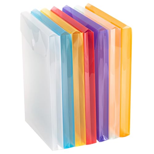 SEWACC 7 Stück Teiliges Dokumentenmappe mit Druckknopf Verschluss Transparente Farbige Erweiterbare Kunststoff Ordner für Büro und Schule Wiederverwendbare Aufbewahrungstaschen mit von SEWACC