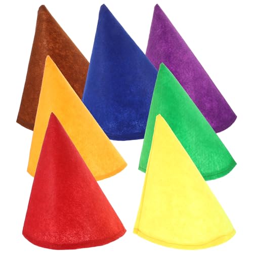 SEWACC 7-teilige Zwergenhüte, Kegelförmige Filz-zwergenhüte in Verschiedenen Farben, für Halloween-weihnachtspartys, Cosplay, Bühnenshow-requisiten von SEWACC