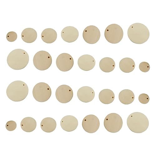 SEWACC 70 Stück Teiliges Runde Holzscheiben mit Loch Naturbelassen Glatt Geschliffen DIY Bastelzubehör für Scrapbooking Schmuck Dekoration Hochzeit und Kunstprojekte von SEWACC