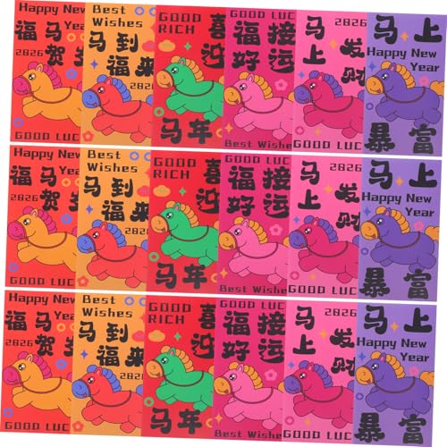 SEWACC 72 Stück Teiliges Chinesische Rote Umschläge Jahr Des Pferdes Traditionell Gestaltete Hongbao für Frühlingsfest Hochzeiten und Festliche Geldgeschenke von SEWACC
