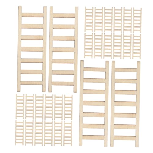 SEWACC 72 Stück Teiliges Mini Holzleiter Vintage Mikro Landschaft Dekoration Feengarten Zubehör für Puppenhaus Möbel DIY Bastelprojekte von SEWACC