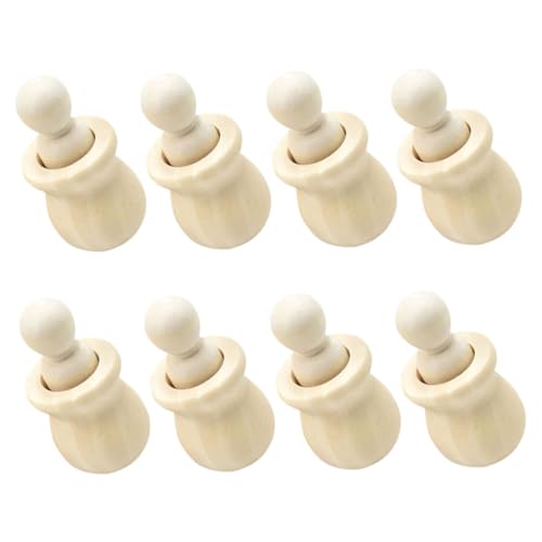 SEWACC 8 Satz Teiliges Diy Holzpuppen Set zum Bemalen Unbemalte Holzfiguren mit Holzsockel Bastelset für Kreative Dekoration Personalisierte Spielfiguren Geschenkidee für Erwachsene von SEWACC