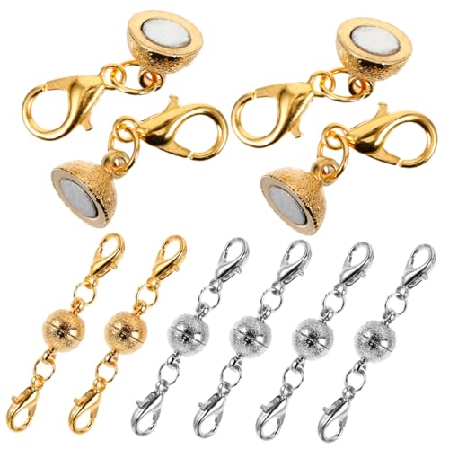 SEWACC 8 Stück Magnetische Schmuckverschlüsse Teiliges Rundes Design Kupferlegierung DIY Armband Halsketten Verlängerung Verschluss Ersatz für Basteln Reparatur von SEWACC