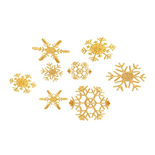 SEWACC 8 Stück Schneeflocken Stickerei Aufnäher Weihnachts Kleiderflicken Glitzernde Schneeflocken Kleiderflicken Zubehör Weihnachts Schneeflocken Patch Pailletten Chenille Patch von SEWACC