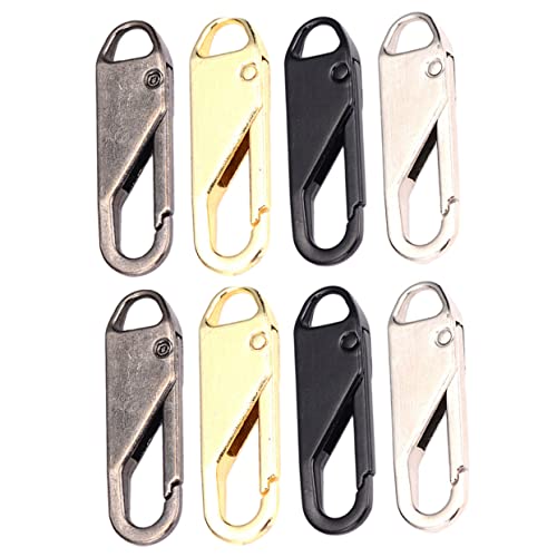 SEWACC 8 Stück Teiliges Multifunktionale Zipper Puller für Taschen und Kleidung Abnehmbare Reißverschlussköpfe Schwarz Silber Gold und Gunmetal Langlebige Metallmaterialien von SEWACC