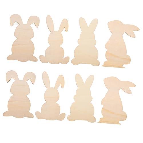 SEWACC 8 Stück Teiliges Naturbelassene Holz Osterhasen zum Bemalen Diy Holzfiguren Pappelholz für Kreative Bastelprojekte und Osterdekorationen Geeignet für Familien von SEWACC