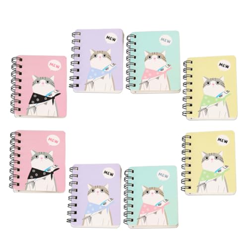 SEWACC 8 Stück Teiliges Spiralgebundenes Cartoon Notizbuch Tragbare Kleine Coil Notepads in Gelb Leichtes Schreibheft für Schule Büro und Reisen von SEWACC