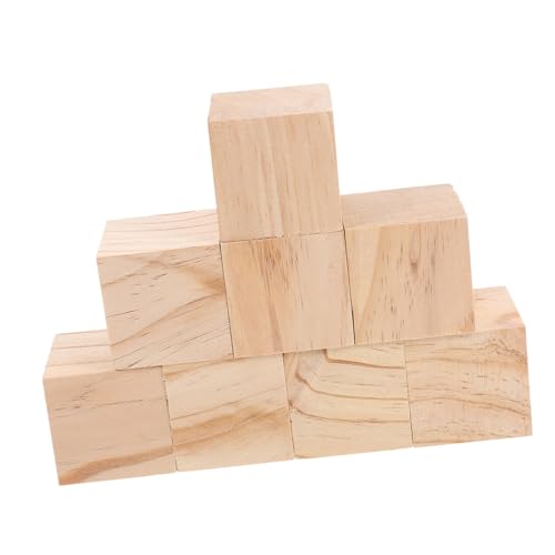 SEWACC 8 Stück Unbehandelte Naturbelassene Holzwürfel Pinewood Bastelklötzchen für DIY Projekte und Dekoration Vielseitige Holzbausteine von SEWACC