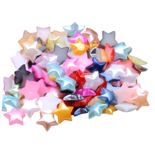 SEWACC 80 Stück Halbe Perlen Stern Deko Aufkleber Bunte DIY Schmuck Bastelperlen für Kleidung Handy Party Bastelarbeiten Erwachsene von SEWACC
