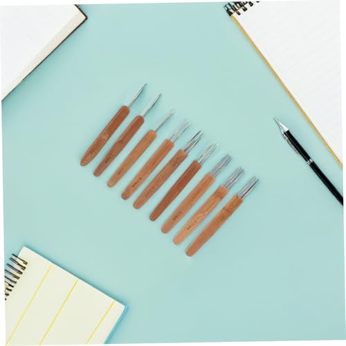 SEWACC 9 Stück Häkelnadel für Dreadlocks mit Ergonomischem Bambusgriff Carbonisiert Glatter Metallhaken für Präzises Haarhäkeln und Flecht-handwerk Langlebig und Komfortabel für Haar von SEWACC