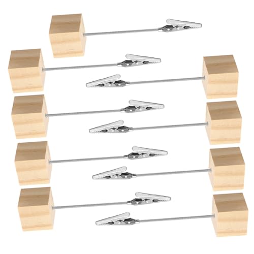 SEWACC 9 Stück Teiliges Memo Clip mit Holz Metallbasis Stabile Fotoklammern für Notizen und Karten Vielseitige Zettelhalter für Schreibtisch und Büro Kreative Tischdekoration von SEWACC