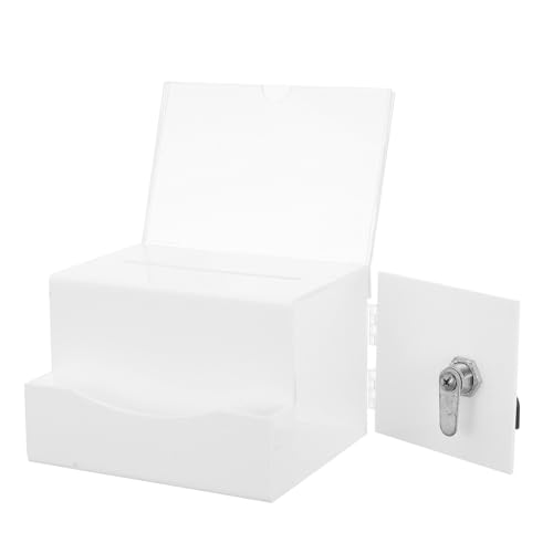 SEWACC Abschließbare Acryl spendenbox Weiß Sichere Vorschlags Wahlurne für Fundraising Kummerkasten Multifunktional für Briefe Lose und Spenden von SEWACC