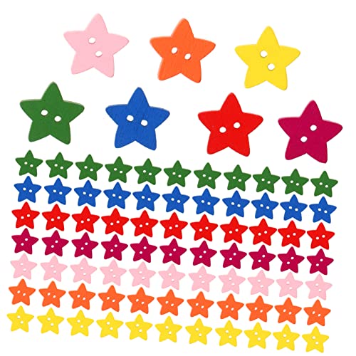 SEWACC Abstandsperlen 200 Stück Farbsternknöpfe Buntes Pentagrammholz Stern Knöpfe Bunt Dekorative Knöpfe von SEWACC