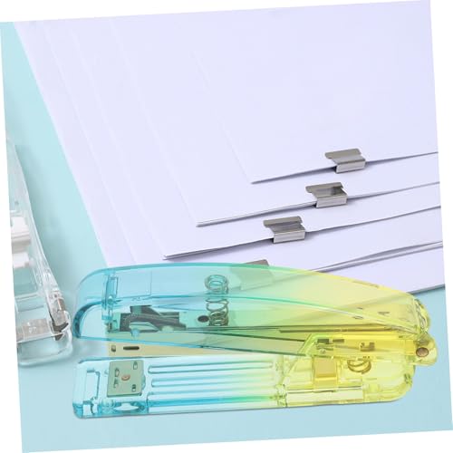SEWACC Acryl handhefter Blau gelb Farbverlauf Stabiles Desktop Heftgerät Tragbarer Praktischer Büro Hefter Elegant und Robust Standardgröße für Schnelles Heften von SEWACC