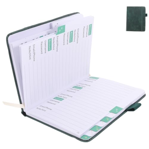 SEWACC Adressbuch Handlicher Adressorganizer für Telefonnummern und Adressen für Büro und Reisen Hochwertiges Design Grün mit Stiftfach und Bindung von SEWACC