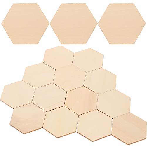 SEWACC Akustikpaneele 50 Hexagon-Holzstücke Unfertige Holzausschnitt-Ornamente Mini-Rohlinge Hexagon-Holzspänen Für Heimwerker (Größe 8) Holzscheiben von SEWACC