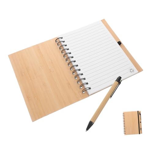 SEWACC Bamboo Notizbuch mit Spiralbindung und Robustem Deckel Tragbares Notizbuch für Schule Büro und Kreatives Schreiben für Notizen und Journaling von SEWACC