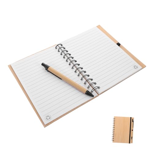 SEWACC Bambus Cover Notizbuch Tragbares Einzigartiges Spiralnotizbuch für Journaling Schreiben und Notizen Robustes Material für Schule Büro und Reisen von SEWACC