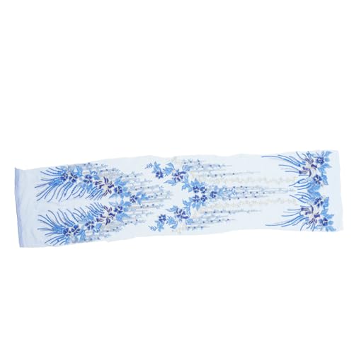 SEWACC Bestickter Spitzen Applikationspatch in Handverziert mit Perlen und Strass Spitzenbesatz zum Aufbügeln für Brautkleider Abendmode und DIY Kleidungsdekoration von SEWACC