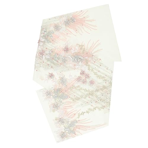 SEWACC Bestickter Spitzenaufnäher zum Aufbügeln Spitze Applikation mit Perlen und Strass DIY Kleidungsdekoration für Hochzeitskleider Vielseitiger Tüllbesatz von SEWACC