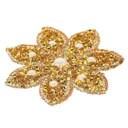 SEWACC Blütenförmiger Strass Applique Patch für Hochzeitskleider Bügelbild mit Glitzerstein Dekoration Geeignet für Kostüme Partykleider und DIY Projekte Goldfarbe SEWACC Blütenförmiger Strass Applique Patch für Hochzeitskleider Bügelbild mit Glitzerstein Dekoration Geeignet für Kostüme Partykleider und DIY Projekte Goldfarbe von SEWACC