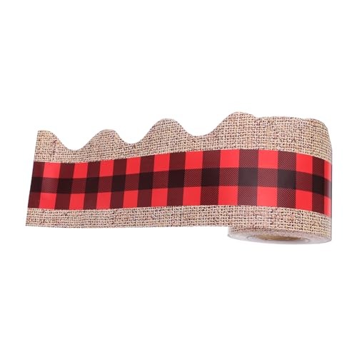 SEWACC Buffalo Plaid Bulletin Board Border Klassisches Rot-schwarz Kariertes Design Flexible Lichtechte Dekorfolie für Schul Büro-pinnwände Einfache Anbringung Langlebig von SEWACC