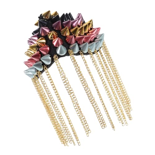 SEWACC Bunte Quasten Schulterklappe mit Nieten Punk Epaulette Schmuck Modisches Kostümzubehör für Uniform Hochzeit Bühne Geburtstag Auffällige Schulterverzierung von SEWACC