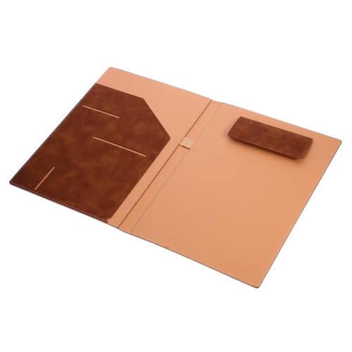 SEWACC Business Portfolio Folder aus Braunem Leder mit Magnetverschluss Multifunktionaler Dokumentenhalter mit Mehreren Fächern Metallclips für Büro und Interview Kompakter Organizer für von SEWACC