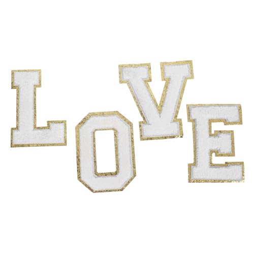 SEWACC Chenille Buchstaben Aufnäher Love Letter mit Glitzer Goldrand zum Aufbügeln für Hüte Rucksäcke Jacken DIY Kleidung Applikationen Einfache Eisenanbringung ohne Nähen SEWACC Chenille Buchstaben Aufnäher Love Letter mit Glitzer Goldrand zum Aufbügeln für Hüte Rucksäcke Jacken DIY Kleidung Applikationen Einfache Eisenanbringung ohne Nähen von SEWACC