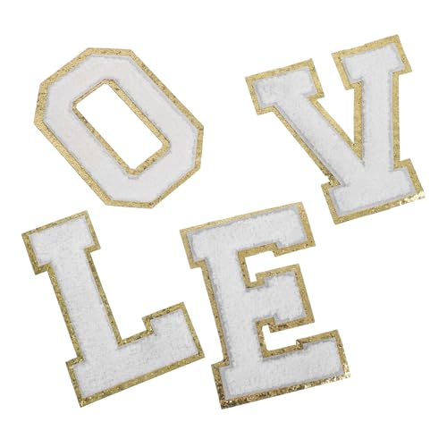 SEWACC Chenille Buchstaben Aufnäher zum Aufbügeln mit Goldenem Glitzerrand Langlebige Polyester Applikationen DIY Patches für Kleidung Hüte Taschen Liebe-design Einfache Anbringung SEWACC Chenille Buchstaben Aufnäher zum Aufbügeln mit Goldenem Glitzerrand Langlebige Polyester Applikationen DIY Patches für Kleidung Hüte Taschen Liebe-design Einfache Anbringung von SEWACC