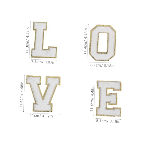 SEWACC Chenille Buchstaben Patches zum Aufbügeln mit Glitzerkante Love Alphabet Aufnäher für DIY Kleidung Hüte Taschen Langlebig Polyester Einfache Anwendung ohne Nähen von SEWACC