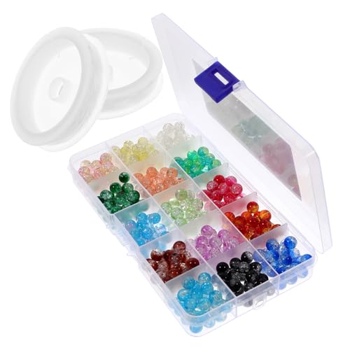 SEWACC DIY Glasperlen Bunte Schmuckperlen für Armband Ohrringe Halskette Basteln Faden Handgefertigte Perlen für Kreative Schmuckherstellung von SEWACC