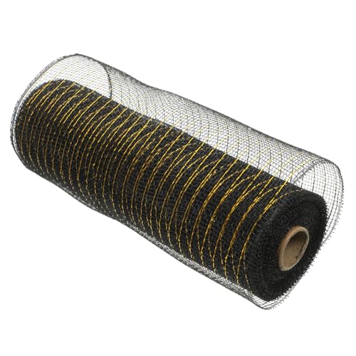 SEWACC Dekoratives Geschenkband aus Netzstoff Leichtes DIY Tüllband in Schwarz Gold Langlebiges Tragbares Geschenkbastelzubehör für Schleifen Blumenarrangements Party und Hochzeitsdeko von SEWACC