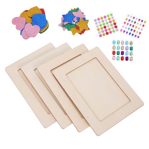 SEWACC Diy Holz Bilderrahmen Unvollendete Fotorahmen mit Aufkleber für Kreative Bastelprojekte für Familienaktivitäten Verschönerung von Zuhause von SEWACC