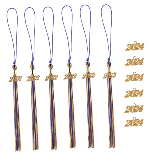 SEWACC Doktorhut Quasten mit Anhängern Teilig Royalblau und Gold Handgefertigte Abschlusskappen Dekoration für Abschlussfeier und Erinnerungsstück SEWACC Doktorhut Quasten mit Anhängern Teilig Royalblau und Gold Handgefertigte Abschlusskappen Dekoration für Abschlussfeier und Erinnerungsstück von SEWACC