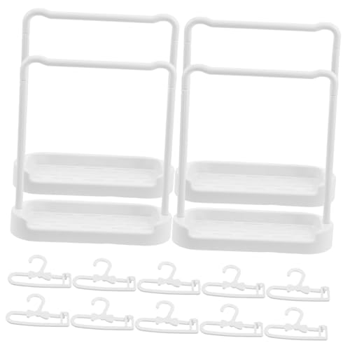 SEWACC Doll Display -Kleidung Rack Mini-Kleiderständer Puppenschrankständer Puppenbekleidungsbügel Puppenkleiderbügel Miniaturkleiderbügel Kleiderständer für Puppen Plastik von SEWACC