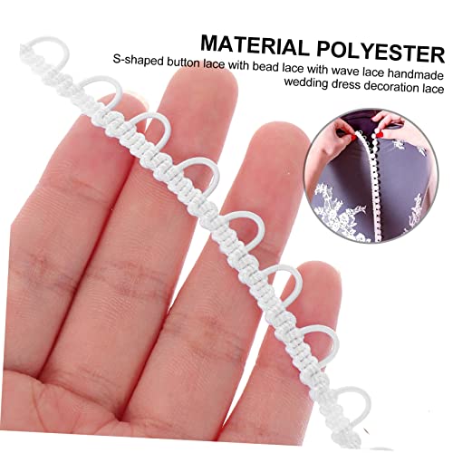 SEWACC Elastische Knopfschlaufen Spitzenborte Weiß Waschbar Falten Leicht DIY Kleidungsbesatz für Hochzeit Kostüm Handarbeit und Bastelbedarf von SEWACC