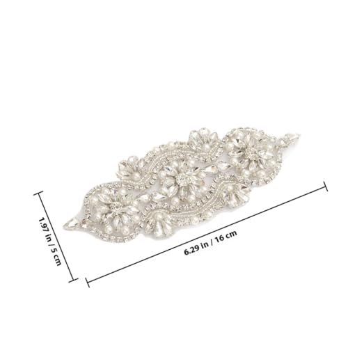 SEWACC Elegante Braut Gürtel Applikation mit Strass und Perlen Schimmerndes Patch zum Aufnähen oder Aufbügeln Langlebiges Dekor für Hochzeitskleider Festliche Accessoires Vielseitig von SEWACC