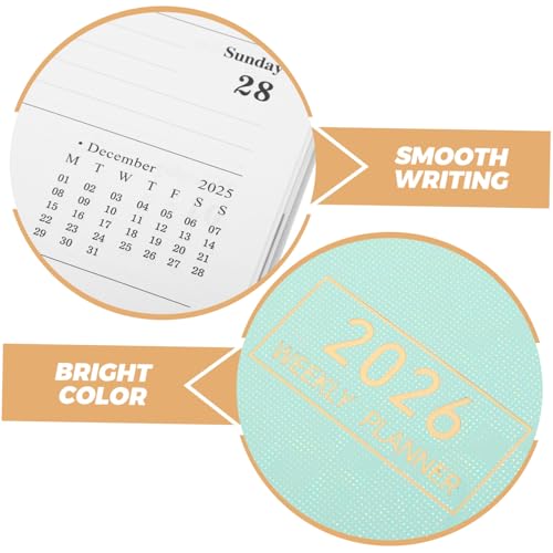 SEWACC Englisch Planer mit PU Lederhülle Monats Monats und Tageskalender Kompaktes Reise Organizer Notizbuch für Business Hochzeit Effizientes Zeitmanagement Schillerndes Design von SEWACC