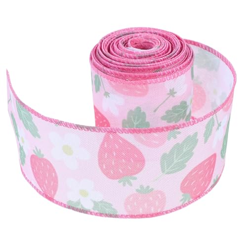 SEWACC Erdbeer Satinband für Diy Bastelarbeiten Vielseitiges Geschenkband für Sommerdekoration und Verpackungen Yards Fruchtiges Thema für Kreative Projekte von SEWACC
