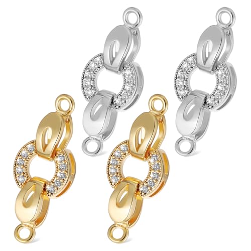 SEWACC Faltbare Schmuckverschlüsse, Messing, Mikro-Pavé-Faltverschluss, Zirkonia, Faltverschlüsse für Schmuckherstellung, Armband, Halskette, 4 Stück SEWACC Faltbare Schmuckverschlüsse, Messing, Mikro-Pavé-Faltverschluss, Zirkonia, Faltverschlüsse für Schmuckherstellung, Armband, Halskette, 4 Stück von SEWACC
