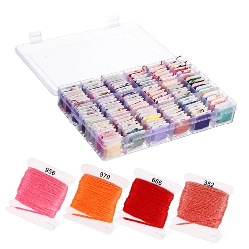 SEWACC Farben Stickgarn Fäden Ägyptischer Baumwolle Reißfestes Garn für Freundschaftsbänder Stickerei Armbandherstellung Cross Stitch Basteln Boxverpackung von SEWACC