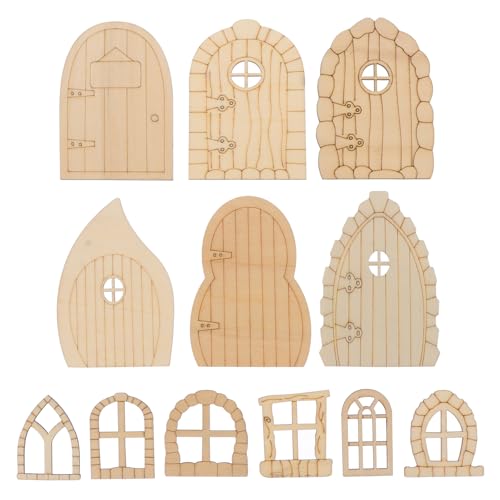 SEWACC Feen-Türen aus Holz, blanko, Miniatur, unlackiert, für Bastelarbeiten, 48 Stück von SEWACC