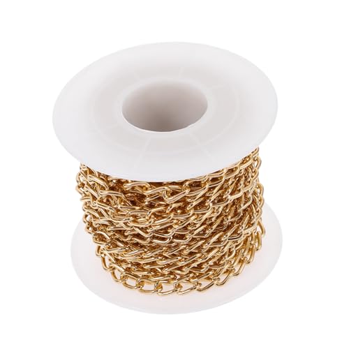 SEWACC Feine Edelstahl O gliederkette Yards Gold Flach Gepresst Glatte Oberfläche für DIY Schmuckherstellung Halsketten Armbänder Anhänger Aufhängen Schmuckzubehör Basteln von SEWACC