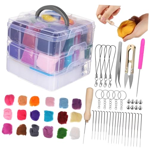 SEWACC Felting Wool mit Farbigen Wollstreifen Komplettes Nadelfilz Kit für Anfänger mit Werkzeugen und Schablonen Vielseitiges DIY Bastelset für Nadelfilzen und Kreative Filzprojekte SEWACC Felting Wool mit Farbigen Wollstreifen Komplettes Nadelfilz Kit für Anfänger mit Werkzeugen und Schablonen Vielseitiges DIY Bastelset für Nadelfilzen und Kreative Filzprojekte von SEWACC