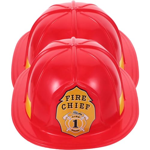 SEWACC Feuerwehrhelm-Mütze Für Erwachsene: 2 Stück Feuerwehrchef-Hüte Feuerwehrmann-Kostümhelm Feuerwehrmann-Rothelm Bauhut-Kopfbedeckung Anziehkostüm von SEWACC