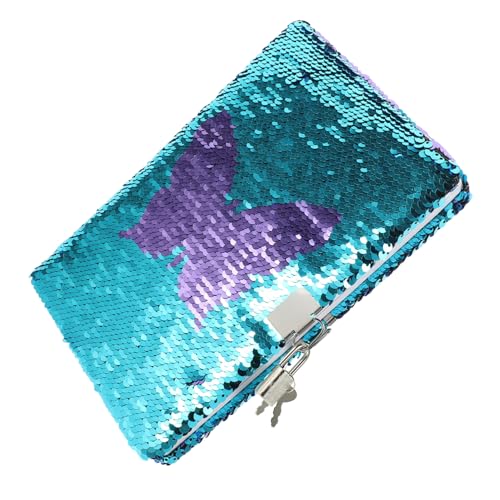 SEWACC Glitzer Wendepailletten Notizbuch mit Schloss Reversibles Schul Notizheft Leichtes Tagebuch für Wochenplan Tagebuch Geschenkidee für Mädchen und Jungen von SEWACC